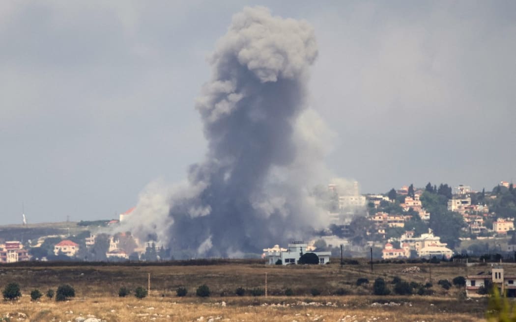 Smoke rising after an Israeli air strike on the village of Mayfadoun, in Lebanon, on 30 May, 2026.