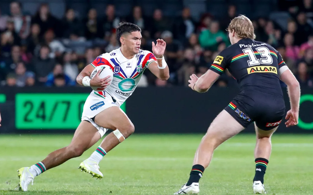 Taine Tuaupiki in possession. Penrith Panthers v One NZ Warriors. NRL Rugby League, CommBank Stadium, NSW, Australia, Sunday 31st May 2026 Copyright Photo: David Neilson / www.photosport.nz