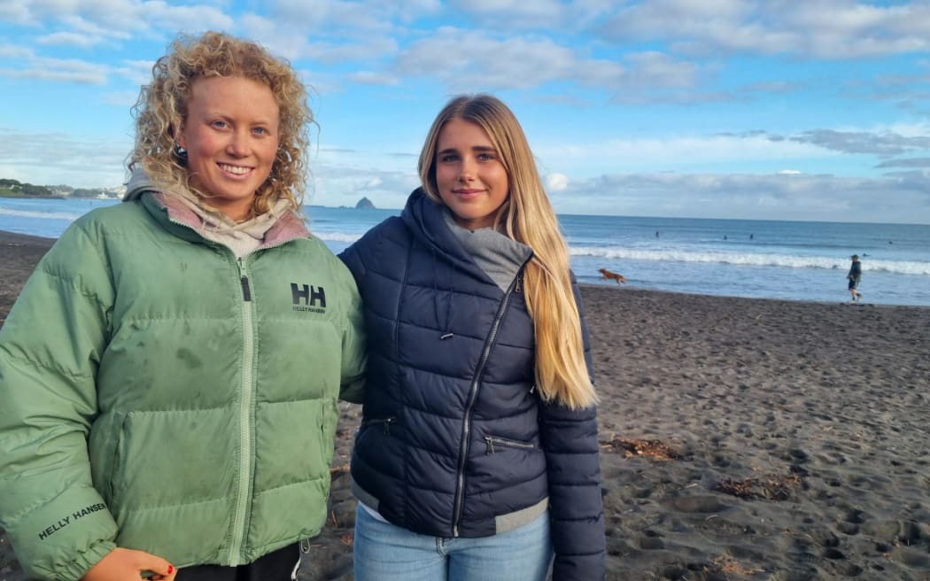 Visiting Torquay surfer Rori Reyntjes, 18, and Fitzroy local Izaro Williams-Sasia, 15, are among the youngsters competing at the Egmont Honey Pro longboarding competing in New Plymouth over the weekend.
