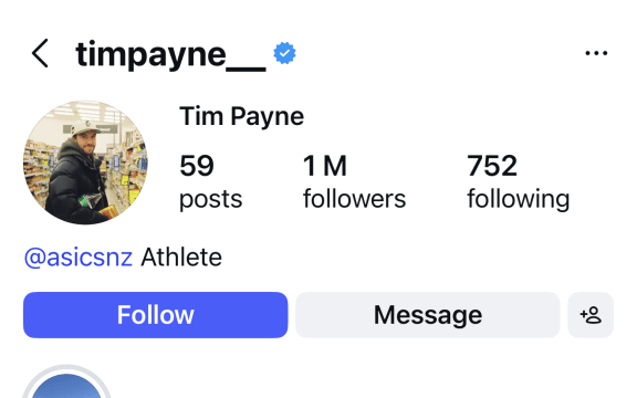 Tim Payne's Instagram has exploded, following the influence of an Argentine social media influencer