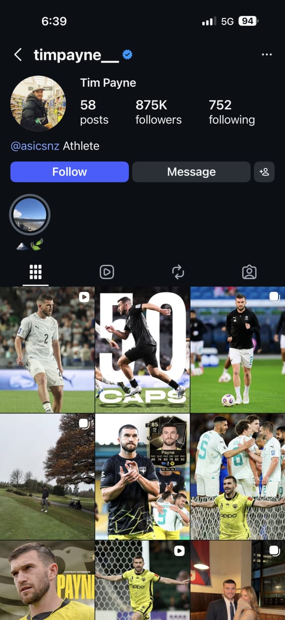 Screenshot of Tim Payne's Instagram Profile on May 29 2026, after he became an internet sensation.