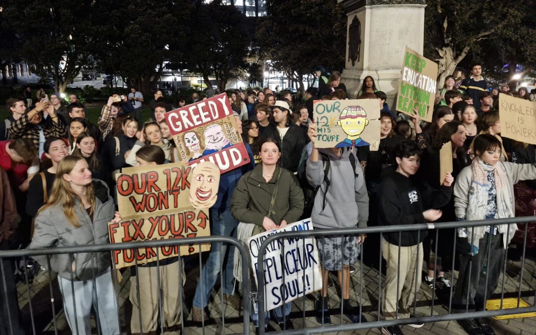 Students marched on Parliament on Thursday 28 May, 2026, to protest the government's decision to end the fees-free policy at the end of this year.