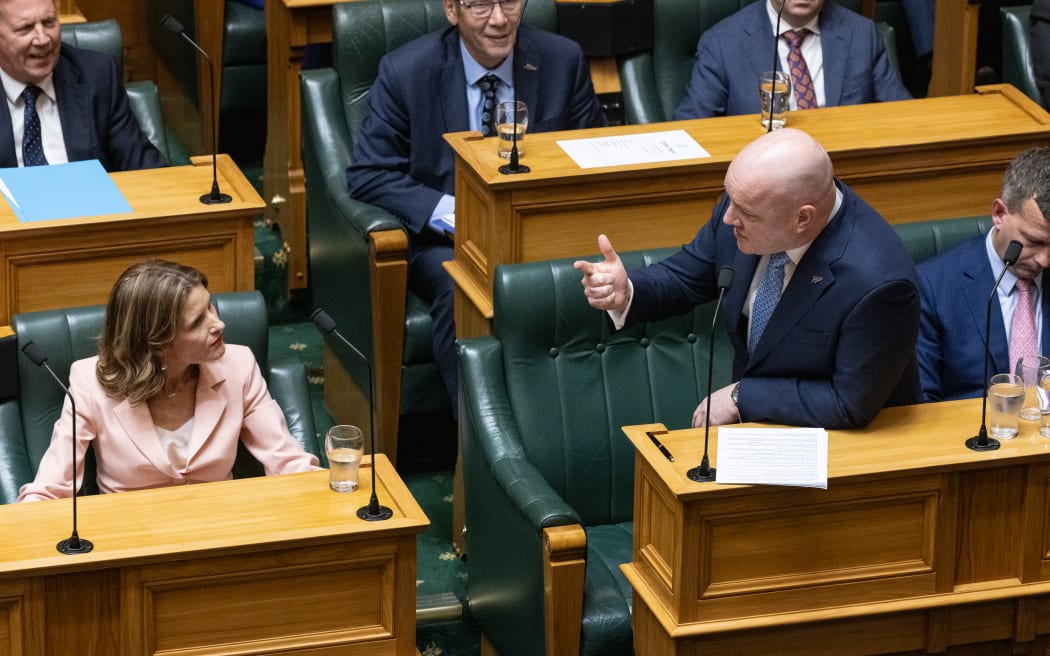 New Zealand Herald Wellington business editor Jenée Tibshraeny records a few budget 2026 thoughts from economist Brad Olson in the Press Gallery kitchen. With lots of extra bodies on precinct for Budget Day, people grab space where they can.