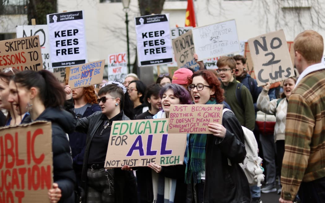 Students take to the streets of Dunedin.