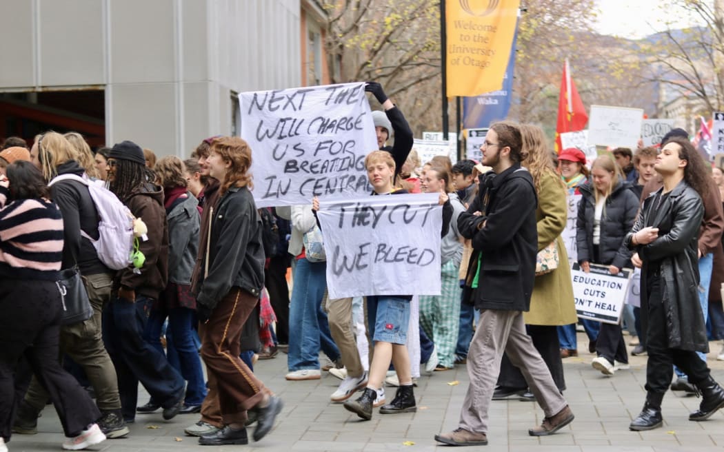 Students protesting the fees free policy.