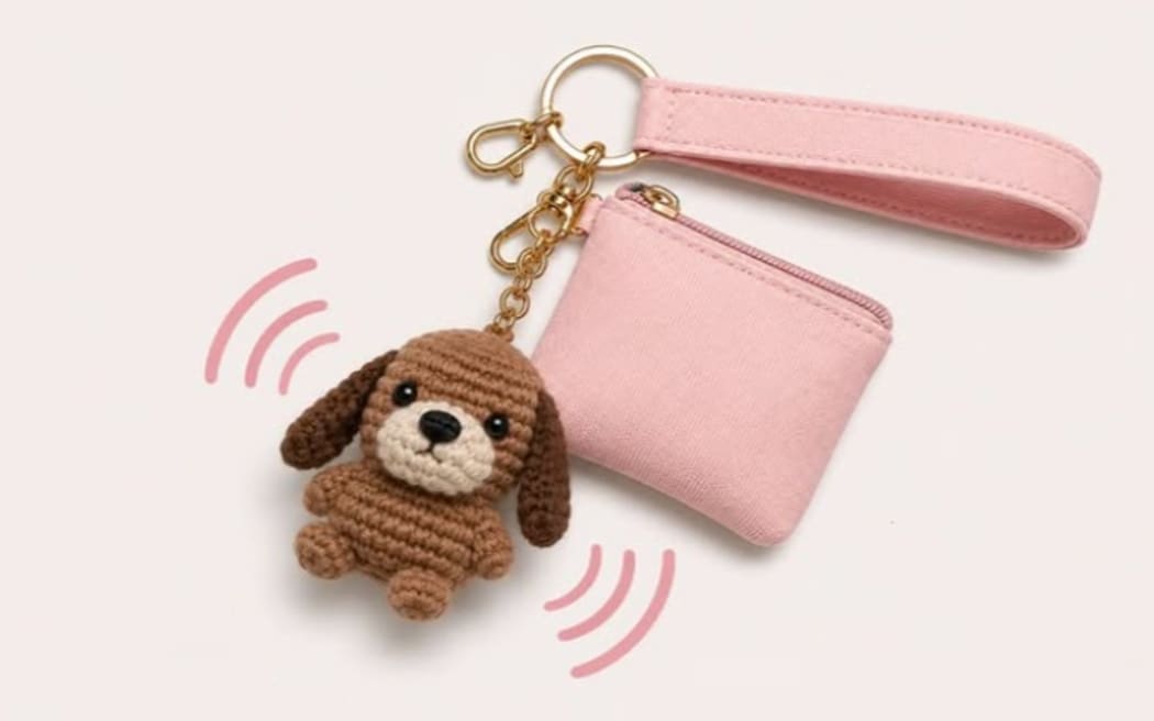 A Safe and Sound crochet animal key chain.