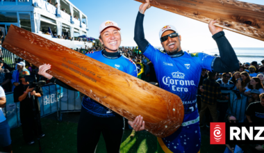 Surfing: Carissa Moore and Italo Ferreira win New Zealand Pro at Raglan
