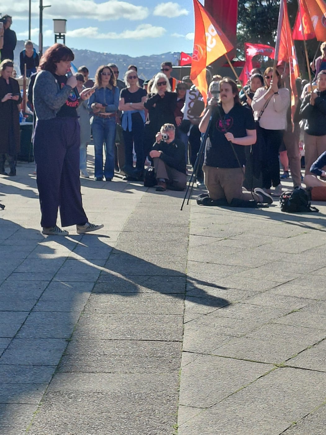 Briar Wyatt told the crowd that the cuts would be fatal and many public servants felt survivors' guilt for still having a job.