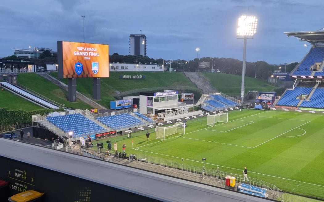 Temporary seating set up in Go Media Mt Smart Stadium for the A-League grand final.