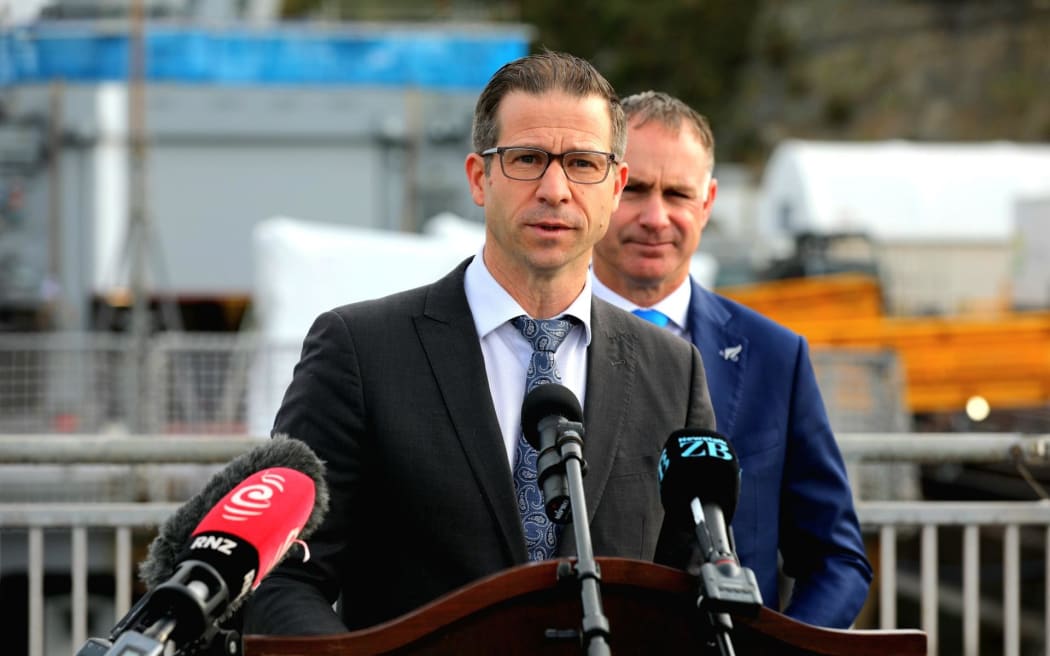Defence Minister Chris Penk announcing a $1.58 billion investment in maritime security in Auckland.