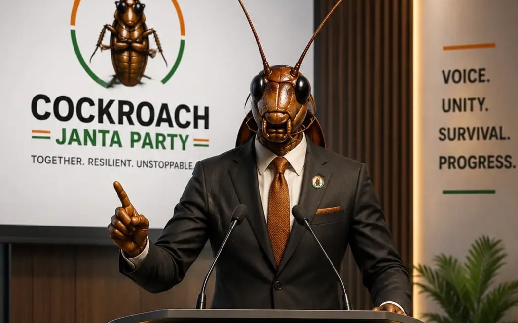 An AI-generated image used to promote the Cockroach Janta Party.