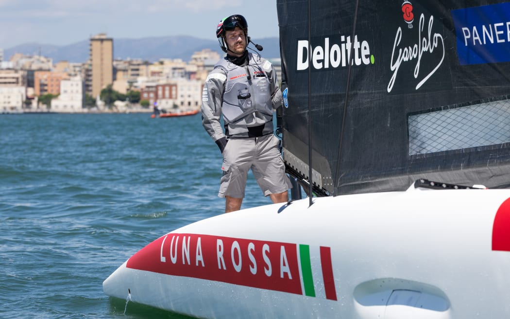 Peter Burling at the helm of Luna Rossa.