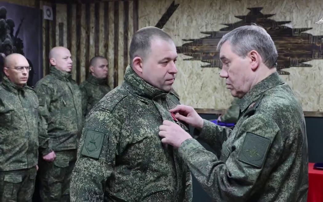 In this grab from a handout footage released by the Russian Defence Ministry press service on January 27, 2026, Valery Gerasimov, the Russian army's chief of staff, visits one of the command posts for the western troop grouping, amid the ongoing Russian-Ukrainian conflict.