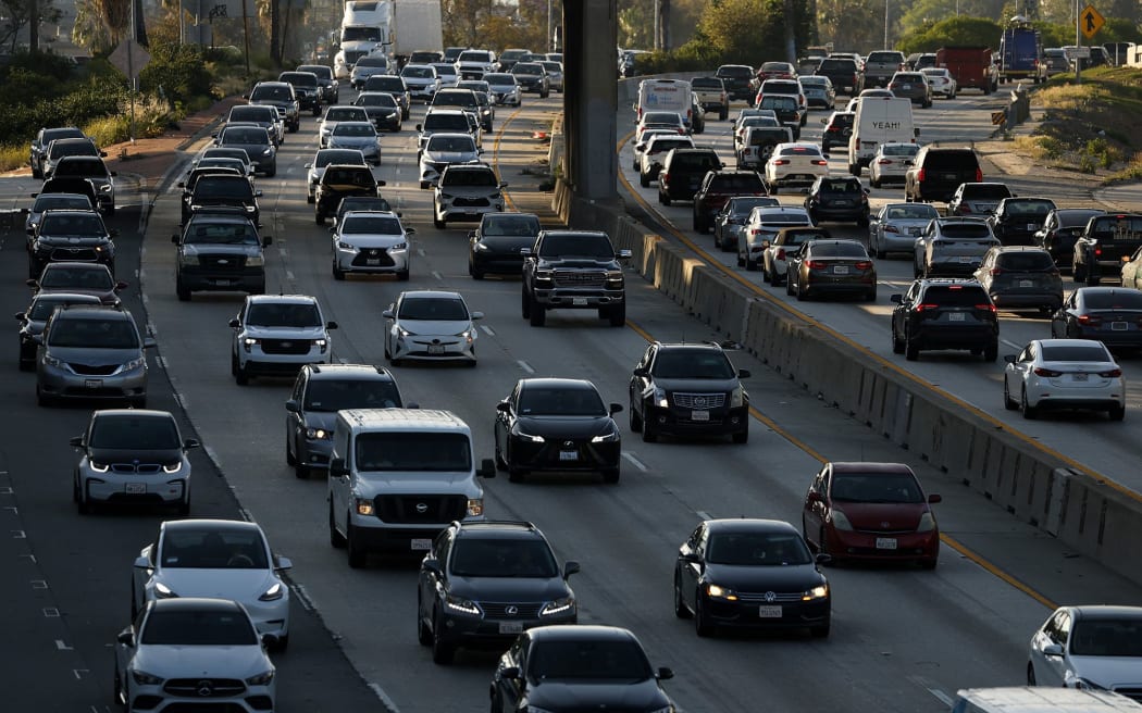 Traffic moves along Highway 101 in Los Angeles on 26 March, 2026.