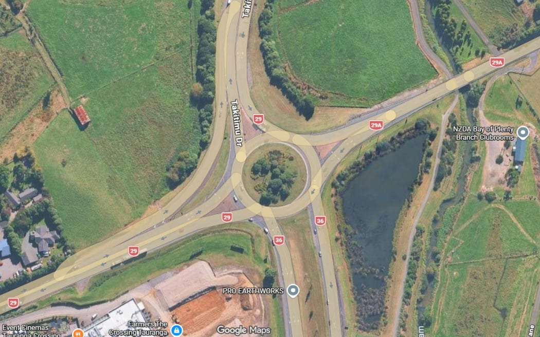 The Tauriko roundabout near Takitimu Drive and SH29.