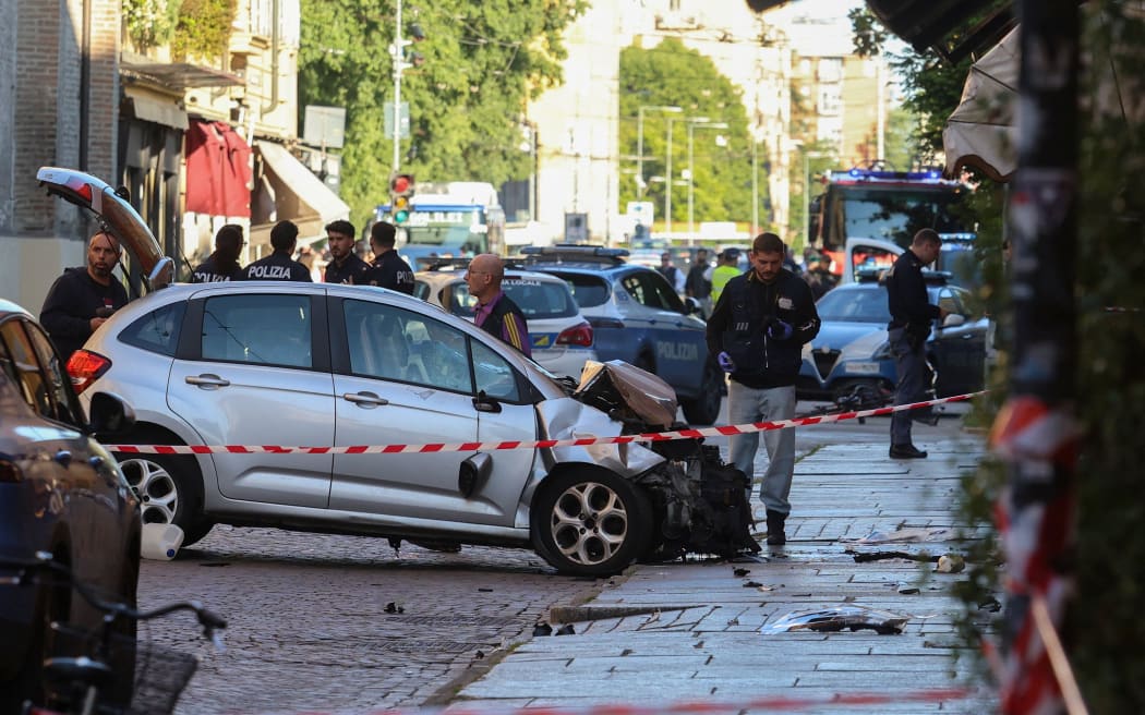 Police work at the scene after several people were injured when a car drove into pedestrians in the center of the northern Italian city of Modena, Italy, May 16, 2026.
Mandatory Credit:	Stringer/Reuters via CNN Newsource