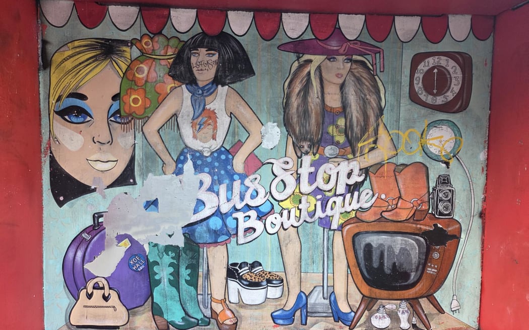 Xoë Hall's original Bus Stop Boutique was painted in 2011.