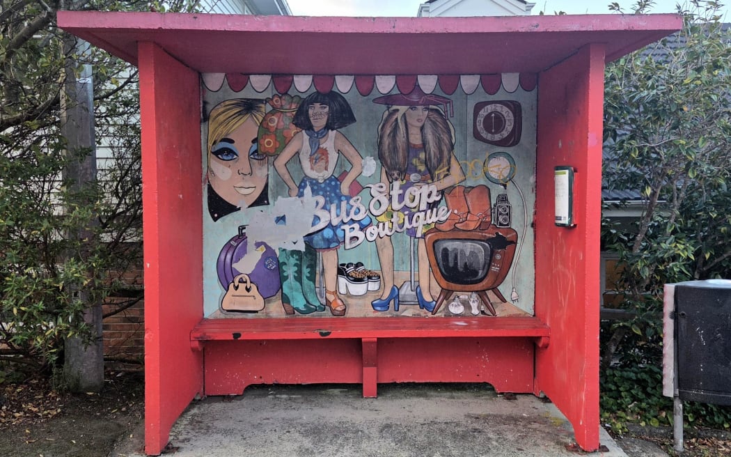 Aro Valley's colourful bus stop was painted by Xoë Hall in 2011.