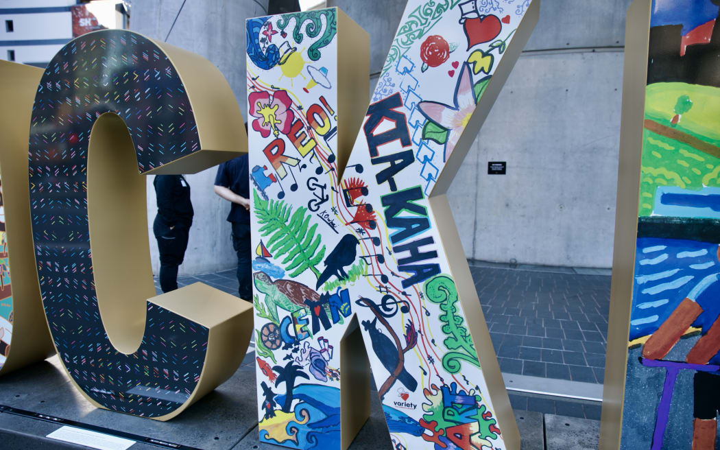 A new Auckland sign has been unveiled this morning at the base of the Sky Tower.