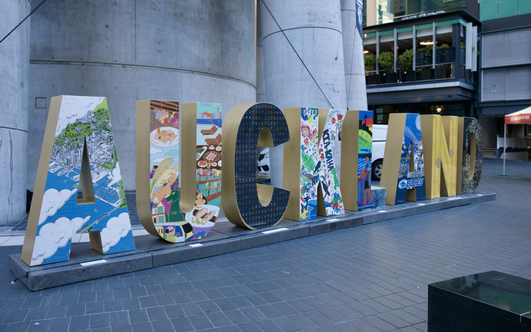 A new Auckland sign has been unveiled this morning at the base of the Sky Tower.