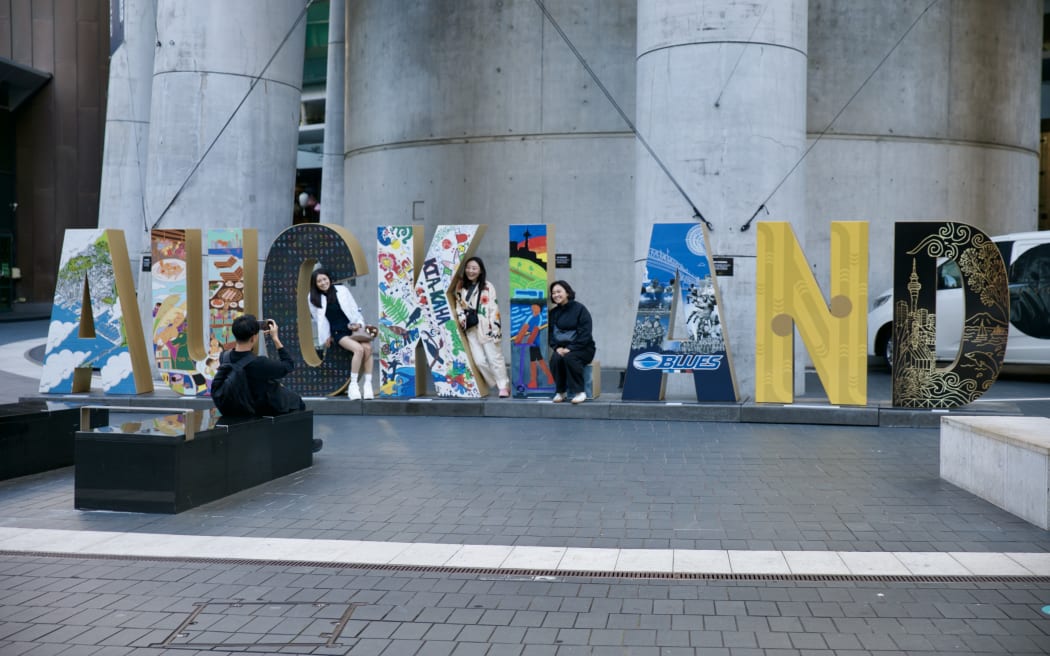 A new Auckland sign has been unveiled this morning at the base of the Sky Tower.