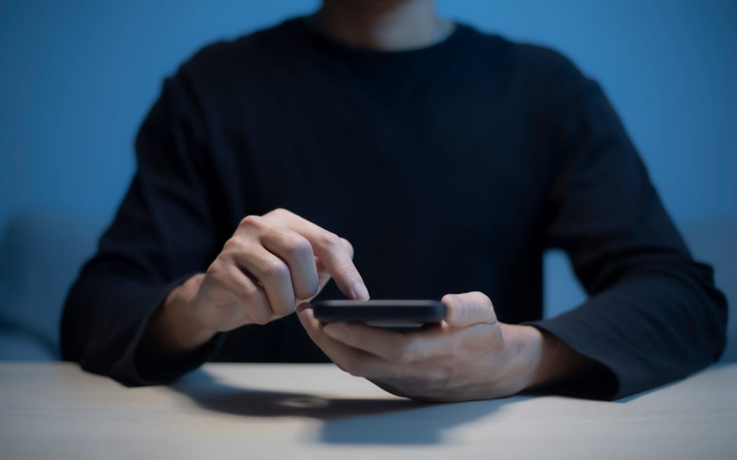 Man using touch  smartphone to connection social network. Communication modern lifestyle