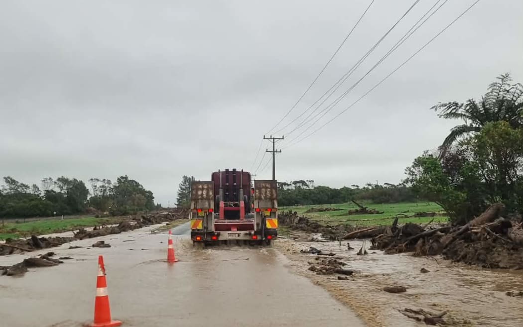 Jones Creek flooding in Westport on 8 May, 2026.