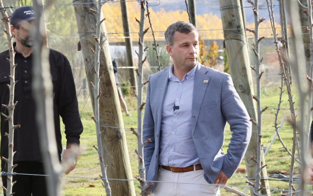 David Seymour visiting Electric Cherries near Cromwell on Thursday.