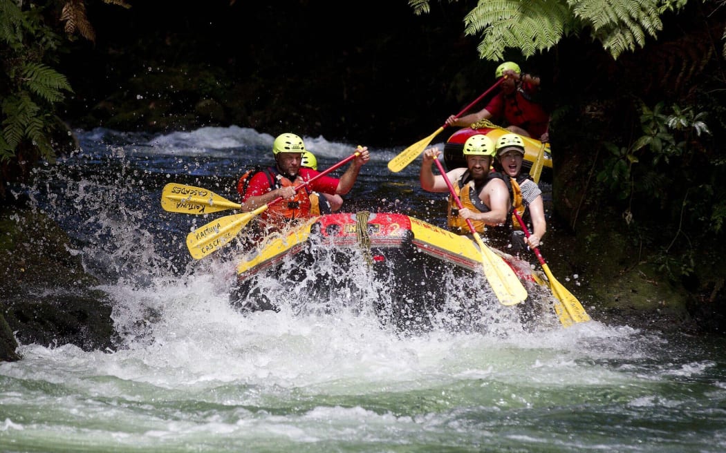 Whitewater rafting at Okere Falls near Rotorua