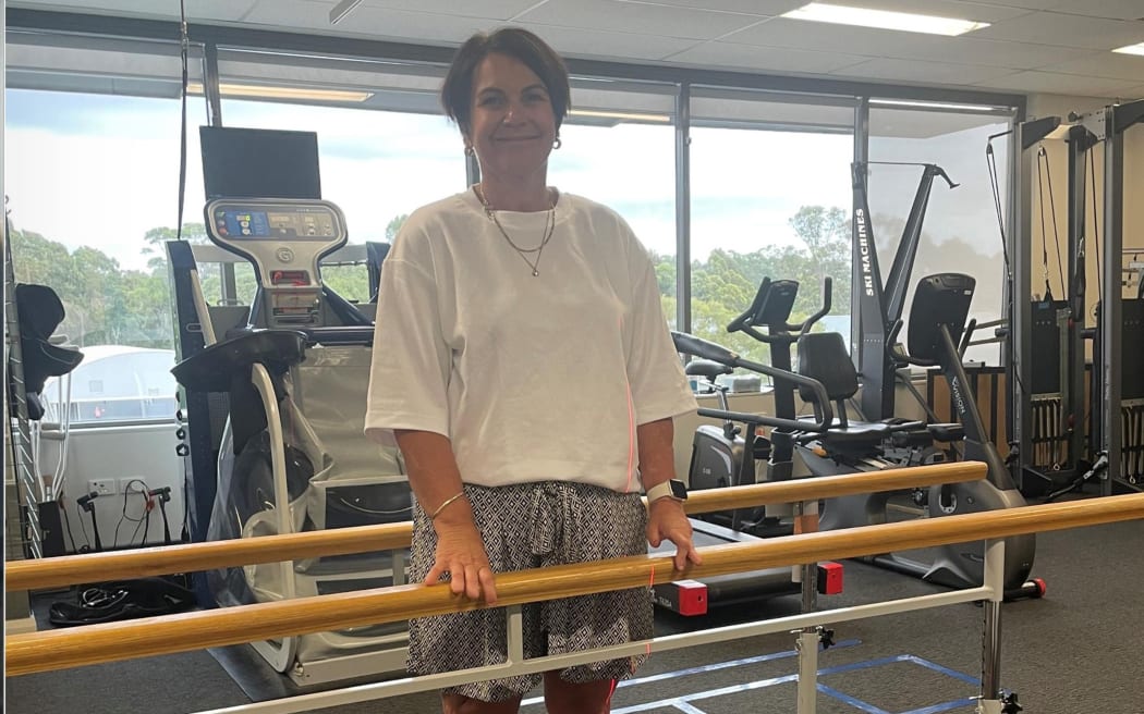 Penny Taylor after osteo-integration surgery in Australia.