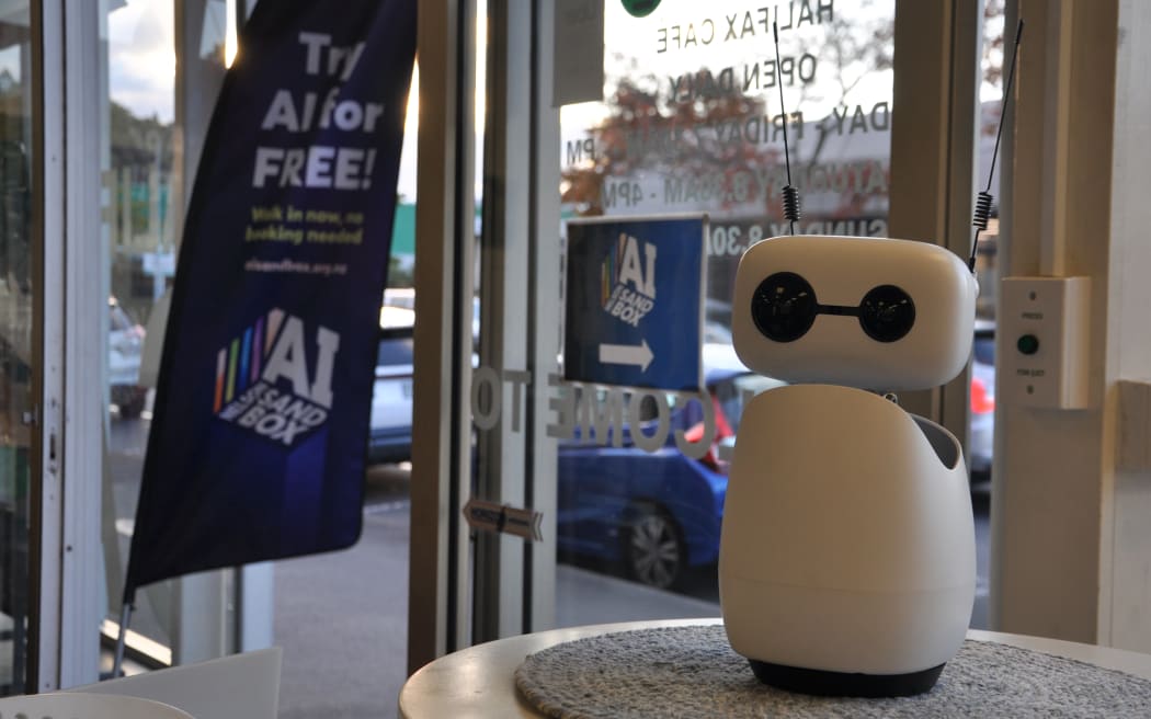 Sandy, the AI assistant at the AI cafe in Nelson.