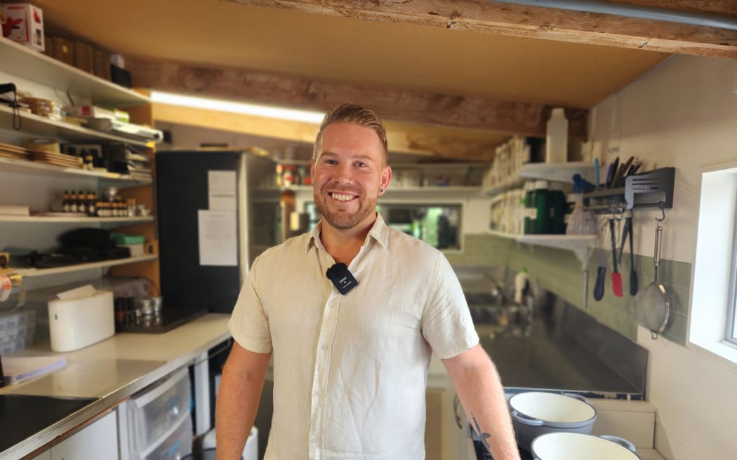 Blair in the production area for his skincare range, a converted cowshed on the family farm