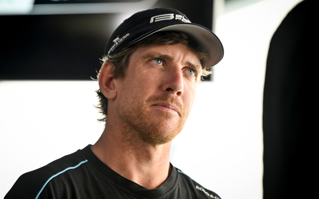 Black Foils driver Peter Burling looks on during the New Zealand Sail Grand Prix Auckland opening press conference at the Adrenaline Lounge, Auckland.