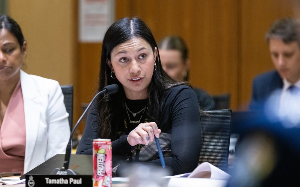 Green MP Tamatha Paul questions Police Commissioner Richard Chambers during Parliament's Scrutiny Week.