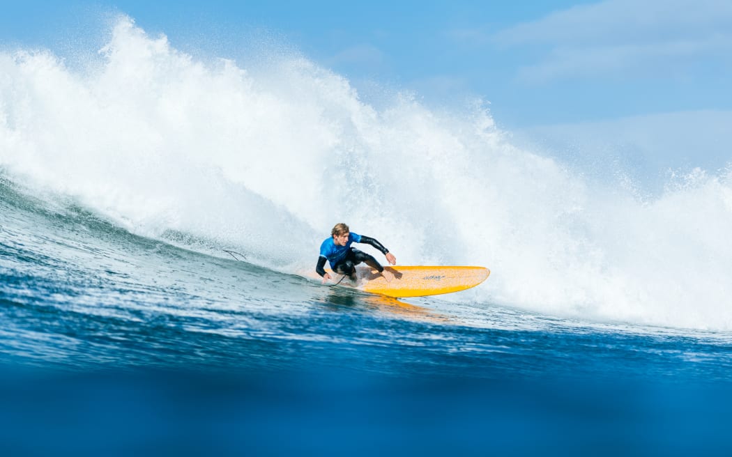 BELLS BEACH, VICTORIA, AUSTRALIA - SEPTEMBER 20: Jack Tyro of Australia surfs in Heat 3 of the Round of 16 at the Bioglan Bells Beach Longboard Classic on September 20, 2025 at Bells Beach, Victoria, Australia. (Photo by Ed Sloane/World Surf League)