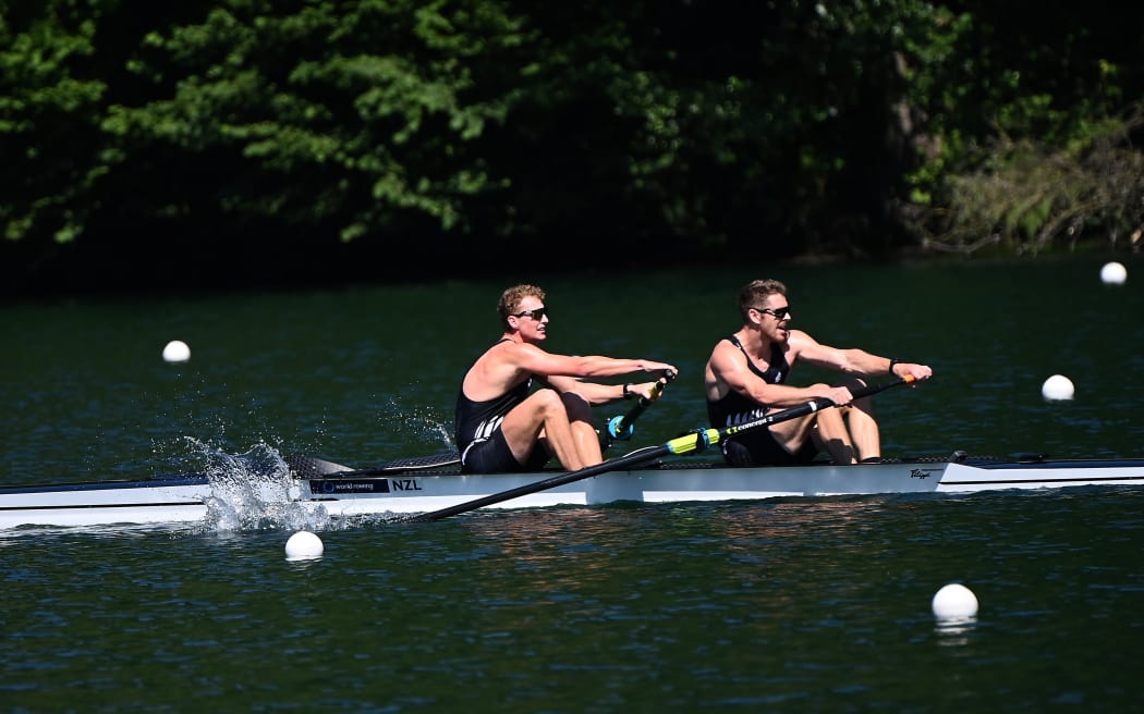 Men's Pair Men's Pair of Ben Taylor and Oli Welch of New Zealand during the World Rowing Cup Lucerne, Switzerland, 2025.
