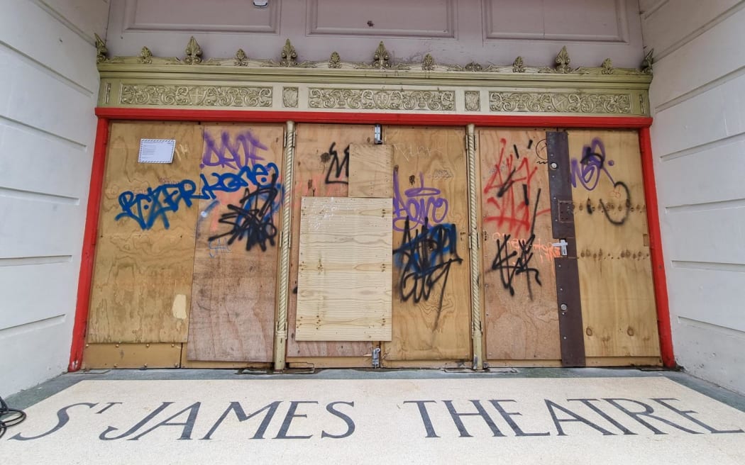 Auckland's St. James Theatre has been repeatedly vandalised.