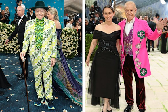 Pratt at the Met Gala in 2025 (left) and 2026 (pictured with guest and family friend, theoretical physicist Sabrina Pasterski). 