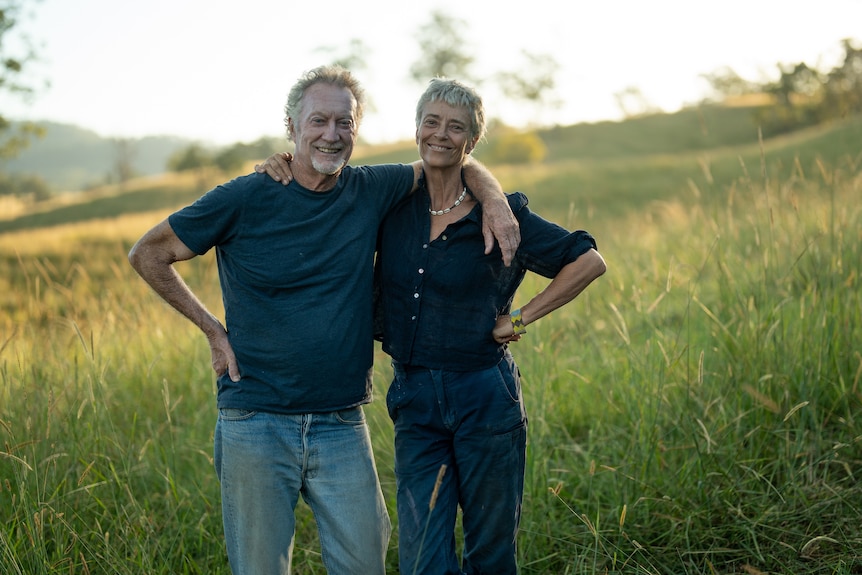 Bryan Brown and Rachel Ward on their farm.