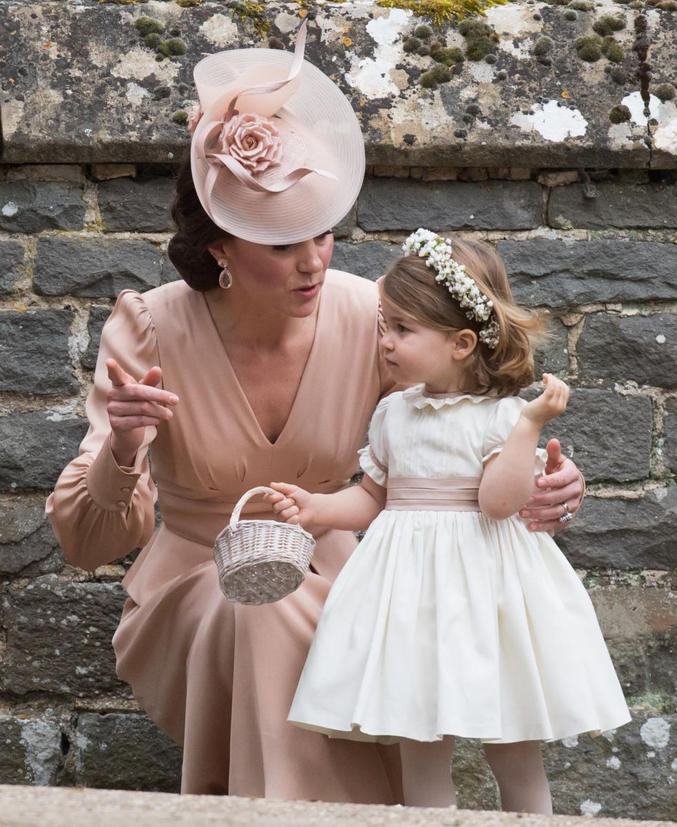 Princess Charlotte of Cambridge, bridesmaid and Catherine, Duchess of Cambridge attend for the wedding Of Pippa Middleton and James Matthews