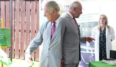 King Charles hugs patients during visit to cancer centre