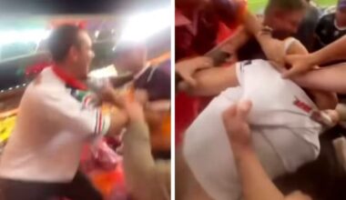 Warriors fan involved in brawl with Broncos fan in stands at NRL Magic Round