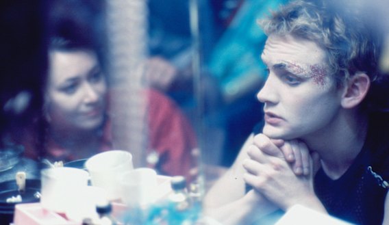 Tracey Mann with David Argue, who played both a roller-skating employment office clerk and a drag queen in Going Down.