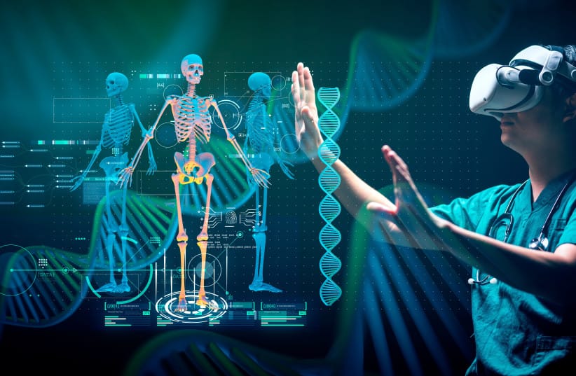 (Illustrative) A doctor uses AI for a medical screening.