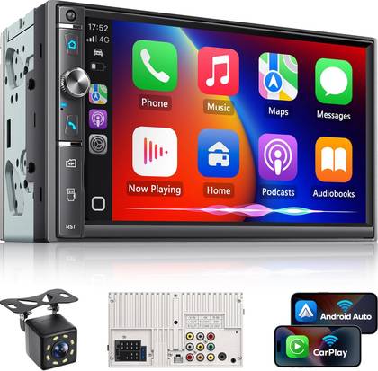 Kissound Double Din Car Stereo with Apple Carplay & Android Auto.