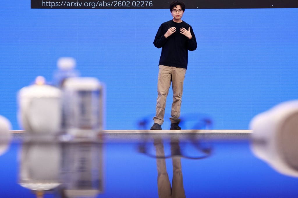 Moonshot AI founder Yang Zhilin delivers a speech at the Zhongguancun forum in Beijing, March 25, 2026. Photo: Reuters