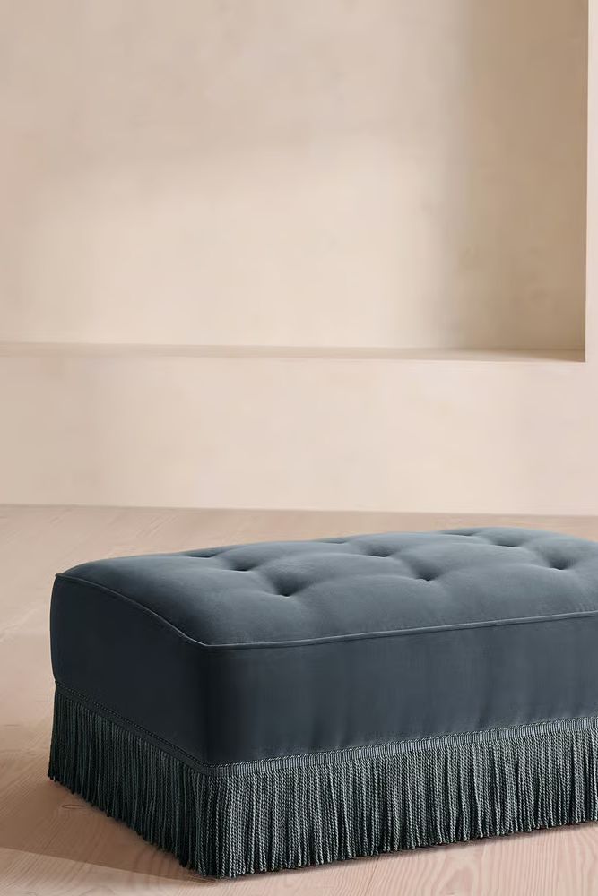 Elowen Ottoman in Velvet Grey Blue