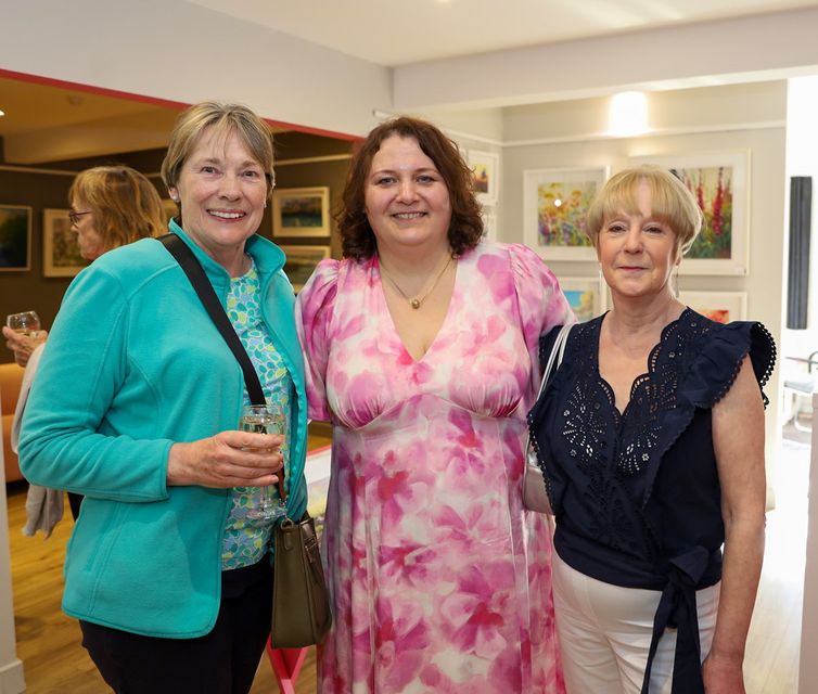 Kate Kos Art Studio Open Night. Pictured is Lucy Power, Kate Kos and Ethy McDermott. PHOTO: Sabrina Ffrench