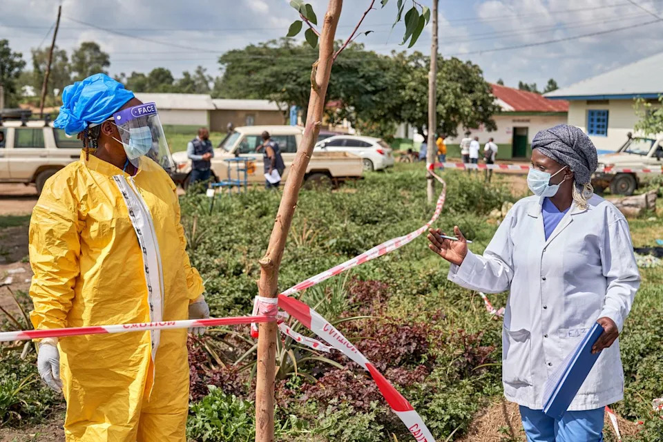 Health workers at an Ebola center in Congo on May 19, 2026Credit: AP Photo/Dirole Lotsima Dieudonne