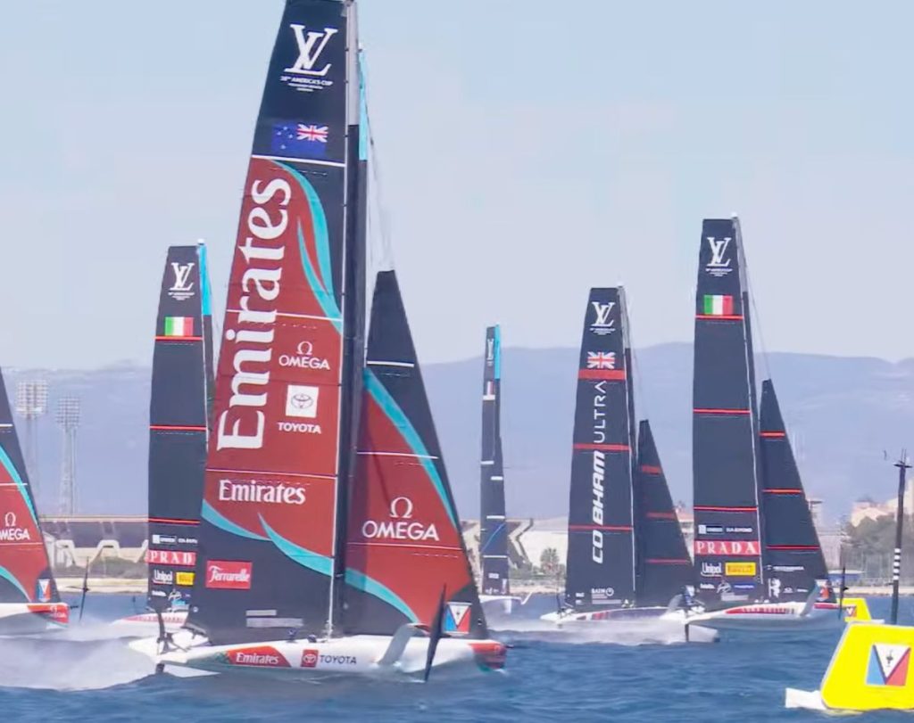 The start of Race 5. AC38 Sardinia Prelims - Race 5 // Photo credit: America's Cup media